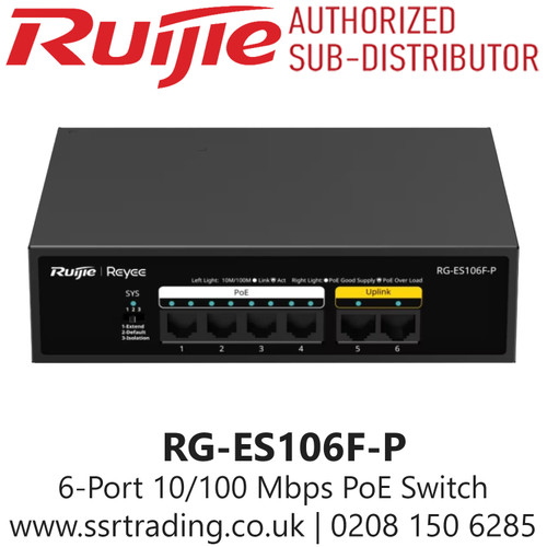 Ruijie 6-Port 10/100 Mbps Unmanaged PoE Switch RG-ES106F-P
