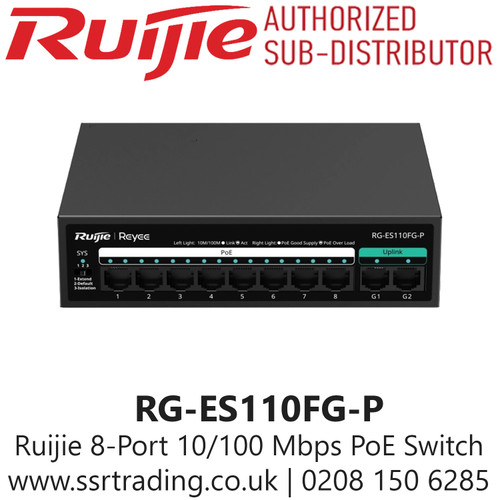 Ruijie RG-ES110FG-P 8 Port 10/100 Mbps 2-Port Gigabit PoE Switch 