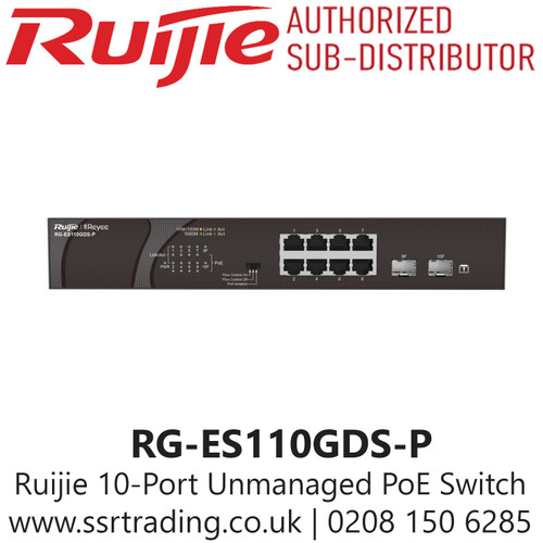 RG-ES110GDS-P Ruijie 10 port 10/100/1000Mbps Unmanaged PoE Switch for Home Office, Retails, Cafe, Villa etc.