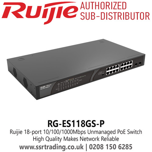 Ruijie RG-ES118GS-P 18 port 10/100/1000Mbps Unmanaged PoE Switch 