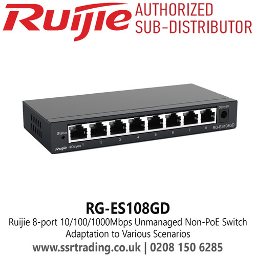RG-ES108GD Ruijie 8 Port 10/100/1000Mbps Unmanaged Non-PoE Switch 