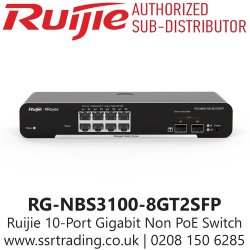 Ruijie 10-Port Gigabit Layer 2 Cloud Managed Non-PoE Switch - RG-NBS3100-8GT2SFP