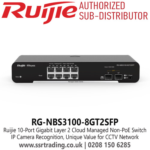 RG-NBS3100-8GT2SFP Ruijie 10-Port Gigabit Layer 2 Cloud Managed Non-PoE Switch 