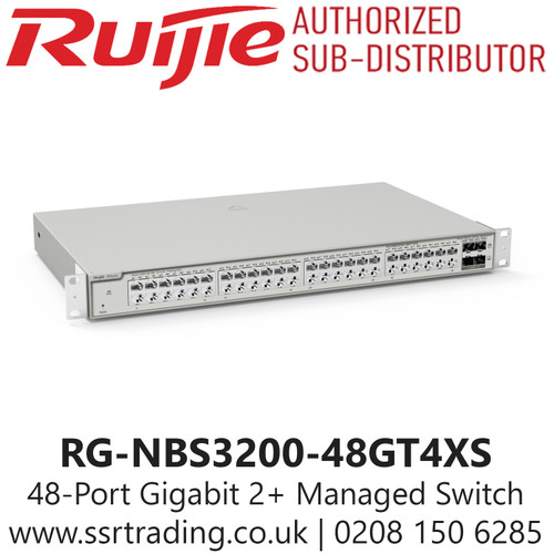 RG-NBS3200-48GT4XS Ruijie 48 Port Gigabit Layer 2+ Managed Switch, 4 * 10G Uplinks, Enterprise, Hospitality, Factory, Education, Retails etc.