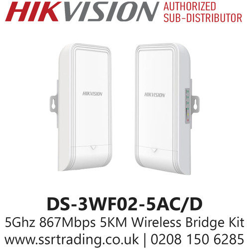Hikvision 5Ghz 867Mbps 5KM Wireless Bridge Kit - DS-3WF02-5AC/D