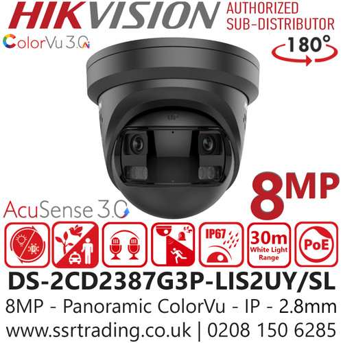 DS‑2CD2387G3P‑LIS2UY/SL Hikvision 8MP/4K ColorVu Turret Network CCTV Camera | Smart Hybrid Light | NDAA & CE Certified - DS-2CD2387G3P-LIS2UY/SL/Black (2.8mm)