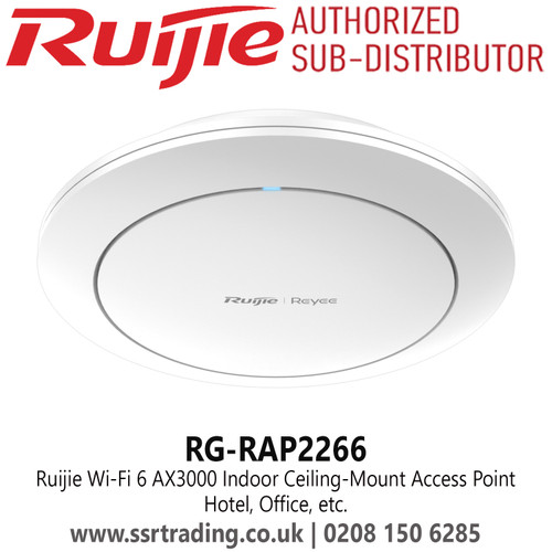 RG-RAP2266 Ruijie Wi-Fi 6 AX3000 Indoor Ceiling-Mount Access Point, Dual-radio performance, gigabit wireless Ceiling-mounted AP