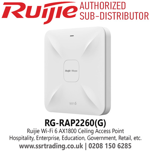 RG-RAP2260(G) Ruijie Wi-Fi 6 AX1800 Ceiling Access Point, Hospitality, Enterprise, Education, Government, Retail, etc.