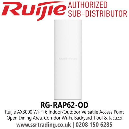 RG-RAP62-OD Ruijie AX3000 Wi-Fi 6 Indoor/Outdoor Versatile Access Point, Open Dining Area, Corridor Wi-Fi, Backyard, Pool & Jacuzzi