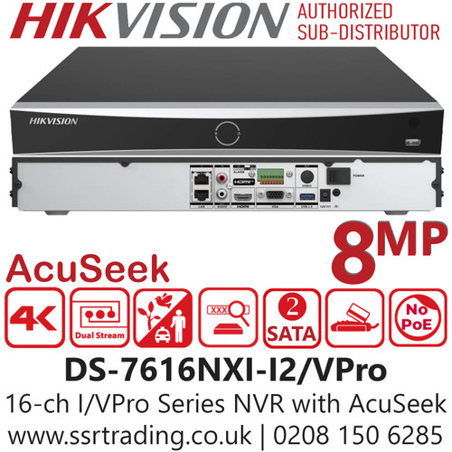 Hikvision 16 Ch I/VPro Series No PoE NVR with AcuSeek - DS-7616NXI-I2/VPro