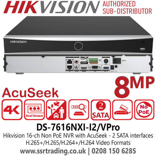 Hikvision 16 Ch I/VPro Series No PoE NVR with AcuSeek - DS-7616NXI-I2/VPro