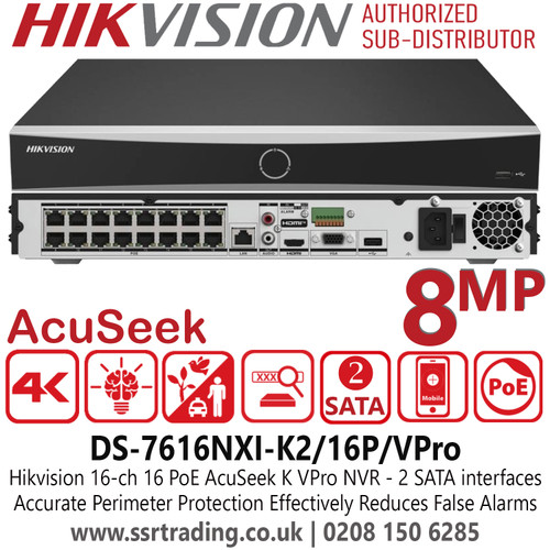  DS-7616NXI-K2/16P/VPro Hikvision 16 Ch 1U 16 PoE AcuSeek K VPro NVR