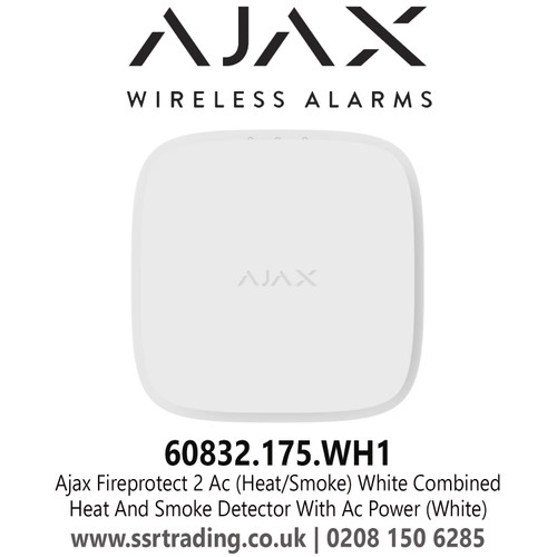 Ajax FireProtect 2 AC (Heat/Smoke) White Combined Heat and Smoke Detector with AC Power - 60832.175.WH1