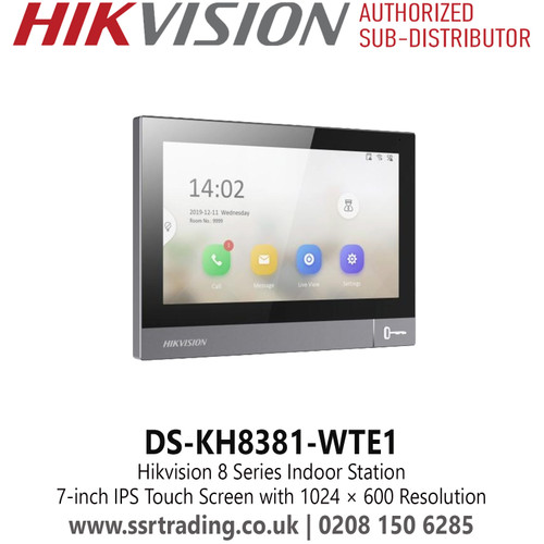 DS-KH8381-WTE1 Hikvision 8 Series Indoor Station - 7-inch IPS Touch Screen with 1024 × 600 Resolution 