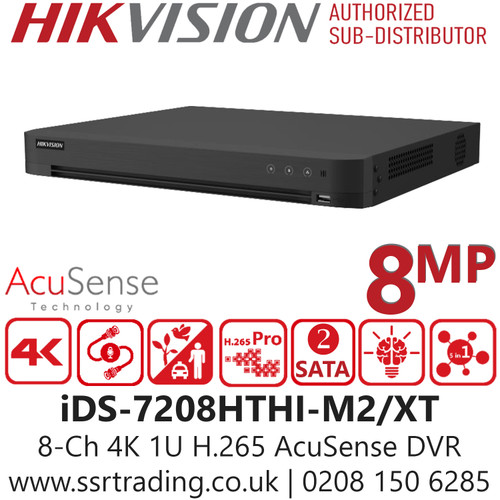 iDS-7208HTHI-M2/XT Hikvision 8Ch 4K AcuSense Advanced CCTV DVR with Multi‑Format, H.265 Pro+, 4K Output, Face Detection & Perimeter Protection 