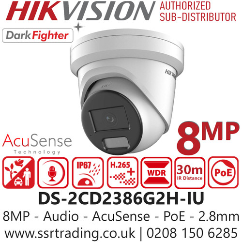 Hikvision DS-2CD2386G2H-IU (2.8mm) 8MP IP Camera - AcuSense - DarkFighter - Built-in Mic 
