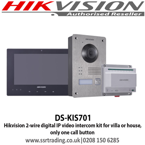 Hikvision - 2 wire digital IP video intercom kit for villa or house, only one call button -  DS-KIS701