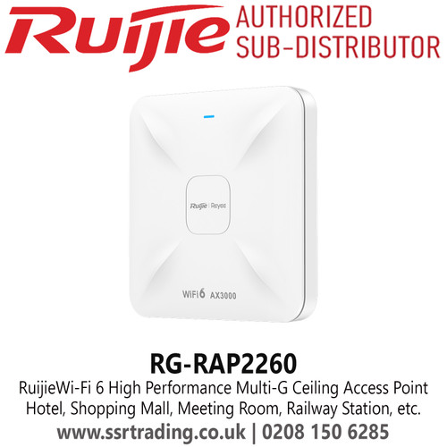 Ruijie Wi-Fi 6 AX3000 High Performance Multi-G Ceiling Access Point Suitable for Hotel, Restaurant, Shopping Mall, Meeting Room, Railway Station, etc. - RG-RAP2260
