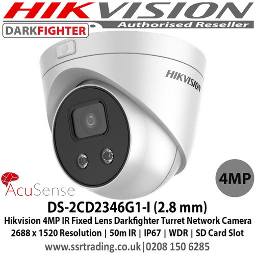 Hikvision AcuSense Darkfighter Turret Network Camera with 4 Megapixel, Fixed 2.8mm lens, Up to 50 m IR distance, 120dB WDR, IP67, False alarm filter by target classification, Support on-board storage, up to 128 GB - DS-2CD2346G1-I - 4th