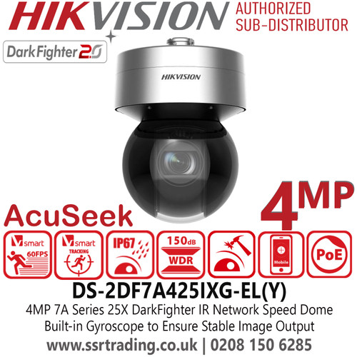 DS-2DF7A425IXG-EL(Y) Hikvision 4MP 25 x DarkFighter IR IP PoE Speed Dome PTZ Camera, Water and Dust Resistant (IP67), Vandal Proof (IK10) and Corrosion Resistant (NEMA 4X, optional)