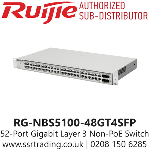 Ruijie RG-NBS5100-48GT4SFP 52 Port Gigabit Layer 3 Non-PoE Switch Suitable for Enterprise, Hospitality, Factory, Education, Retails etc.