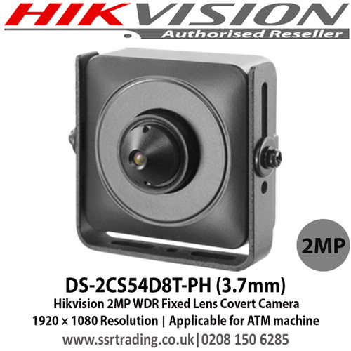 Hikvision - 2MP WDR Covert Camera with 3.7 mm fixed focal lens, Ultra-low light, 120 dB true WDR, 3D DNR, Switchable TVI/CVBS, Applicable for ATM machine - DS-2CS54D8T-PH