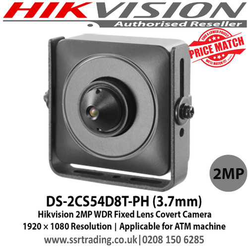 Hikvision DS-2CS54D8T-PH 2MP WDR Covert Camera with 3.7 mm fixed focal lens, Ultra-low light, 120 dB true WDR, 3D DNR, Switchable TVI/CVBS, Applicable for ATM machine 