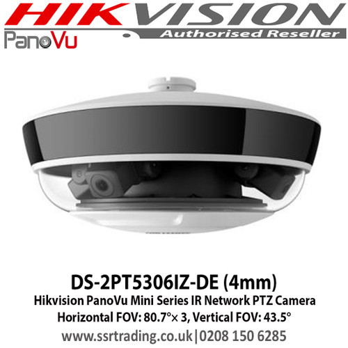 Hikvision - PanoVu Mini Series IR Network PTZ Camera with Up to 30 m IR radius, IP66, Three flexible cameras are adjustable along a circular track, slide range: 0°to 270° - DS-2PT5306IZ-DE(4mm)