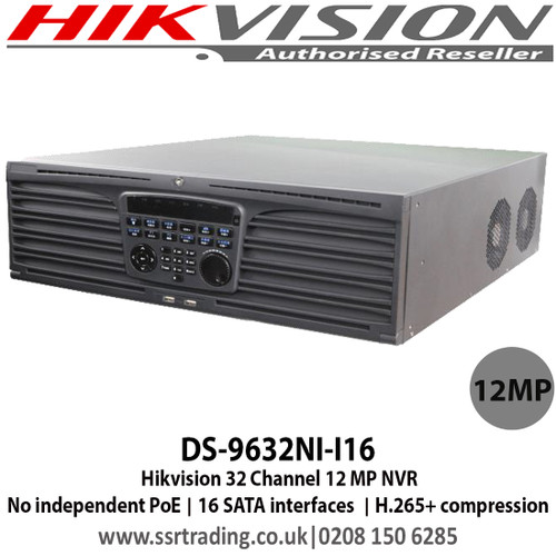 Hikvision DS-9632NI-I16 32 Channel 12 MP NVR with Up to 16 SATA interfaces and 1 eSATA interface for HDD connection 