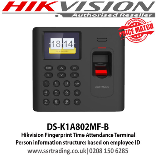 Hikvision Fingerprint Time Attendance Terminal, Person information structure: based on employee ID - DS-K1A802MF-B