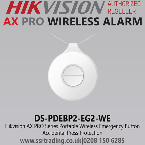 Hikvision DS-PDEBP2-EG2-WE AX PRO Series Portable Wireless Emergency Button (dual button), Fully remote configurable through App