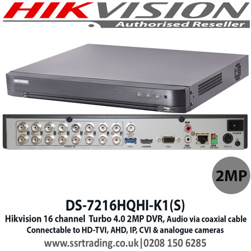 Hikvision DVR DS-7216HUHI-K2(S) 16 Channel 8MP Turbo HD AoC Audio