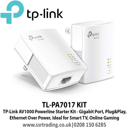 TP-Link AV1000 Powerline Starter Kit - Gigabit Port, Plug&Play, Ethernet Over Power, Nano Size, Ideal for Smart TV, Online Gaming, Wired Connection Only - TL-PA7017 KIT