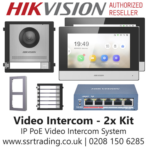 Hikvision Video Intercom Kit - Hikvision PoE Video Intercom System Kit for 2x Residents