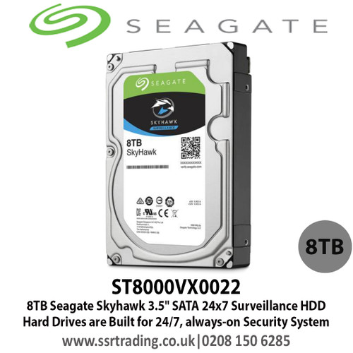 8TB Seagate Skyhawk Surveillance Hard Drive for CCTV DVRs NVRs & PC Desktop - ST8000VX0022