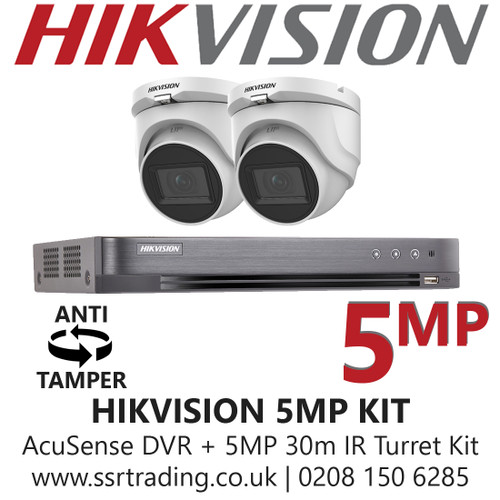 Hikvision CCTV System Kit - 5MP Kit - 4CH DVR + 2x Anti Tamper Screw Turret Cameras