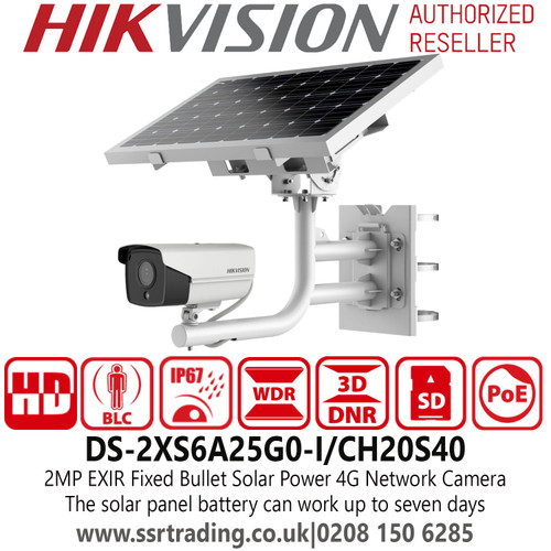Hikvision 2MP EXIR Fixed Lens Bullet Solar Power 4G Network Camera - DS-2XS6A25G0-I/CH20S40 (2.8mm)