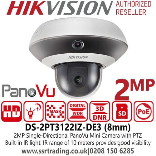 Hikvision DS-2PT3122IZ-DE3 (8mm) 2MP Single-Directional PanoVu Mini Camera with PTZ 