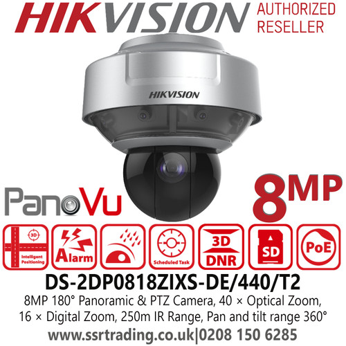 Hikvision DS-2DP0818ZIXS-DE/440/T2 180° Stitched 8 MP PanoVu Camera with PTZ