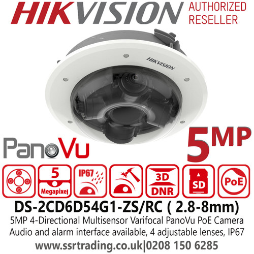 Hikvision DS-2CD6D54G1-ZS/RC 5MP Quad-Directional Varifocal PanoVu Network Camera 