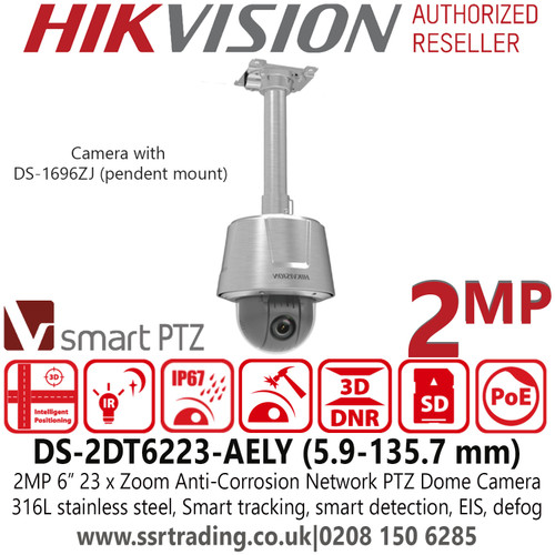 Hikvision - DS-2DT6223-AELY Anti-corrosion DarkFighter Network Speed Dome Camera, Smart tracking, smart detection, EIS, defog, 316L stainless steel