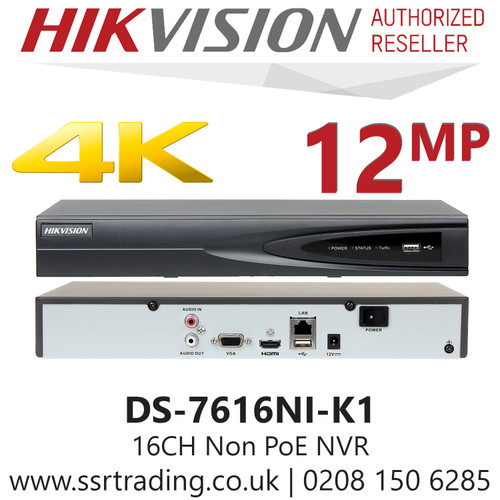 Hikvision 16 Channel 8MP No PoE H.265 1 SATA NVR - DS-7616NI-K1(B)