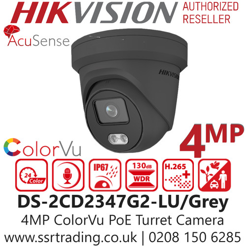 Hikvision 4MP PoE Turret Camera-DS-2CD2347G2-LU/Grey (2.8mm)