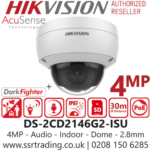 Hikvision 4MP AcuSense PoE Dome Camera - DS-2CD2146G2-ISU (2.8mm)