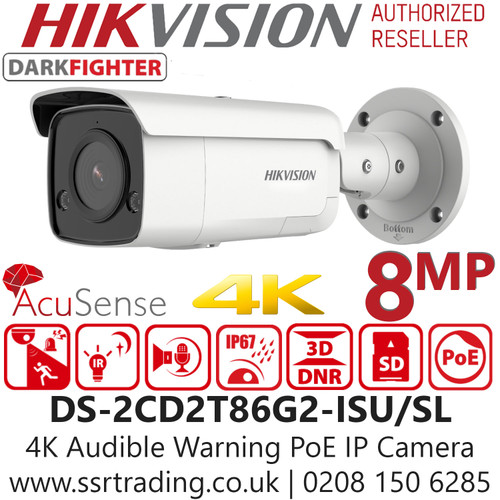 Hikvision 8MP PoE Bullet Camera DS-2CD2T86G2-ISU/SL (2.8mm)