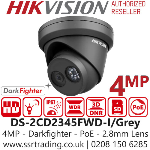 Hikvision 4MP IP PoE Turret Camera in Grey DS-2CD2345FWD-I