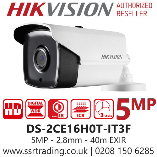 Hikvision 5MP 2.8mm Lens 40m IR Range EXIR Bullet Camera DS-2CE16H0T-IT3F