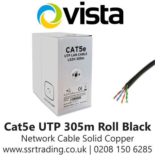 Vista Cat5e Outdoor Network Solid Copper Cable 305m Black
