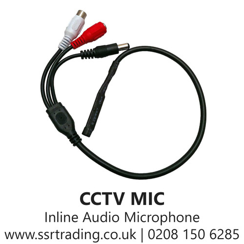 CCTV MIC Camera Inline Audio Microphone with Loop Through Power -1 to 2 Audio Power cable