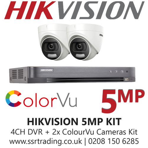 Hikvision 5MP Kit - 4CH DVR With 2x ColorVu Turret Cameras